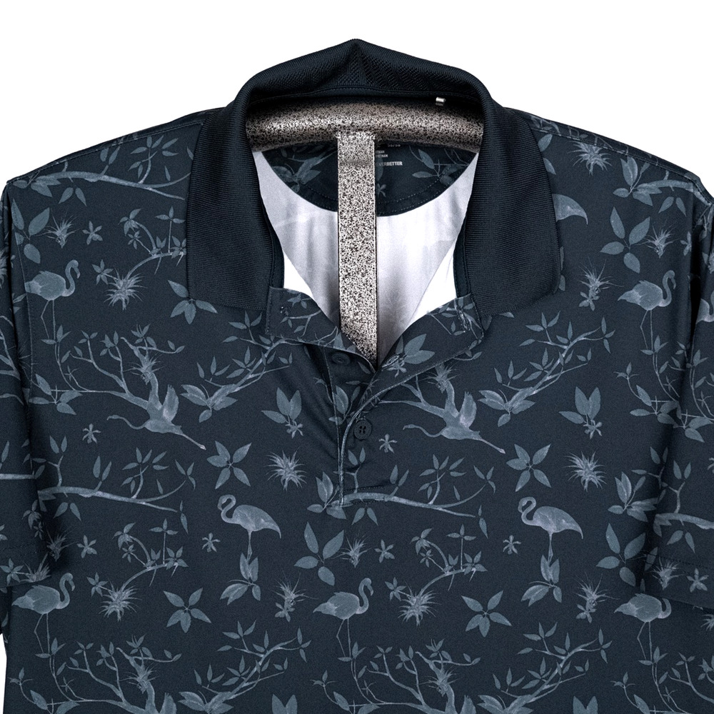 PUMA Men's Golf Shirt Polo LARGE MATTR Lagoon Flamingo Print Dark Teal Athletic